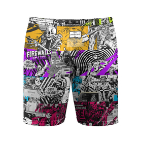 Мужские шорты спортивные с принтом Граффити Watch Dogs 2 ,  |  | Тематика изображения на принте: 