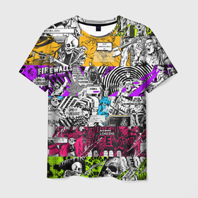 Мужская футболка 3D с принтом Граффити Watch Dogs 2 , 100% полиэфир | прямой крой, круглый вырез горловины, длина до линии бедер | 