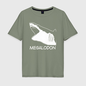 Мужская футболка хлопок Oversize с принтом Пасть мегалодона в Тюмени, 100% хлопок | свободный крой, круглый ворот, “спинка” длиннее передней части | 