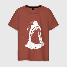 Мужская футболка хлопок с принтом Огромная акулья пасть в Курске, 100% хлопок | прямой крой, круглый вырез горловины, длина до линии бедер, слегка спущенное плечо. | 