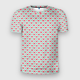 Мужская футболка 3D Slim с принтом Сердечки   абстракция минимализм в Петрозаводске, 100% полиэстер с улучшенными характеристиками | приталенный силуэт, круглая горловина, широкие плечи, сужается к линии бедра | 