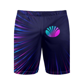 Мужские шорты спортивные с принтом Daewoo neon speed lines ,  |  | Тематика изображения на принте: 