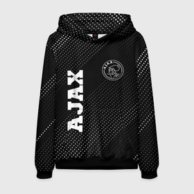 Мужская толстовка 3D с принтом Ajax sport на темном фоне: надпись, символ в городе Новоалтайск, 100% полиэстер | двухслойный капюшон со шнурком для регулировки, мягкие манжеты на рукавах и по низу толстовки, спереди карман-кенгуру с мягким внутренним слоем. | Тематика изображения на принте: 