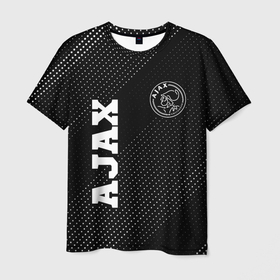 Мужская футболка 3D с принтом Ajax sport на темном фоне: надпись, символ в городе Новоалтайск, 100% полиэфир | прямой крой, круглый вырез горловины, длина до линии бедер | Тематика изображения на принте: 