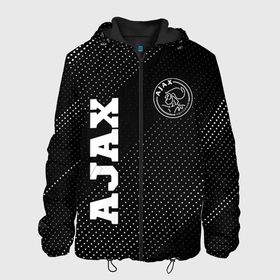 Мужская куртка 3D с принтом Ajax sport на темном фоне: надпись, символ в городе Новоалтайск, ткань верха — 100% полиэстер, подклад — флис | прямой крой, подол и капюшон оформлены резинкой с фиксаторами, два кармана без застежек по бокам, один большой потайной карман на груди. Карман на груди застегивается на липучку | Тематика изображения на принте: 