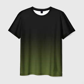 Мужская футболка 3D с принтом Черный и хвойный зеленый градиент в Курске, 100% полиэфир | прямой крой, круглый вырез горловины, длина до линии бедер | 
