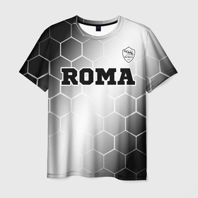 Мужская футболка 3D с принтом Roma sport на светлом фоне: символ сверху в Екатеринбурге, 100% полиэфир | прямой крой, круглый вырез горловины, длина до линии бедер | 