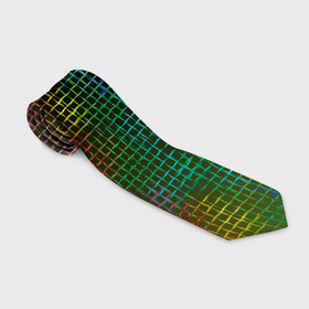 Галстук 3D с принтом Неоновый сетчатый узор , 100% полиэстер | Длина 148 см; Плотность 150-180 г/м2 | 