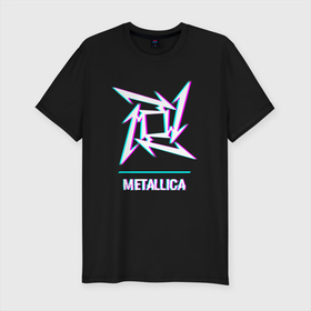Мужская футболка хлопок Slim с принтом Metallica glitch rock в Тюмени, 92% хлопок, 8% лайкра | приталенный силуэт, круглый вырез ворота, длина до линии бедра, короткий рукав | 