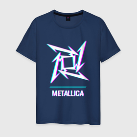 Мужская футболка хлопок с принтом Metallica glitch rock в Новосибирске, 100% хлопок | прямой крой, круглый вырез горловины, длина до линии бедер, слегка спущенное плечо. | 