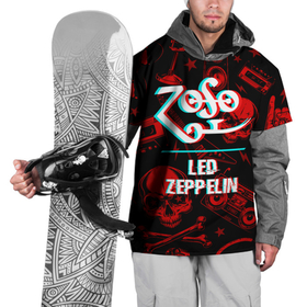 Накидка на куртку 3D с принтом Led Zeppelin rock glitch в Тюмени, 100% полиэстер |  | 
