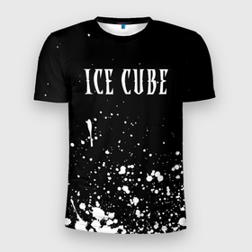 Мужская футболка 3D Slim с принтом Ice Cube   брызги краски , 100% полиэстер с улучшенными характеристиками | приталенный силуэт, круглая горловина, широкие плечи, сужается к линии бедра | Тематика изображения на принте: 