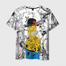 Мужская футболка 3D с принтом Гомер Симпсон   ярый головорез в Кировске, 100% полиэфир | прямой крой, круглый вырез горловины, длина до линии бедер | 