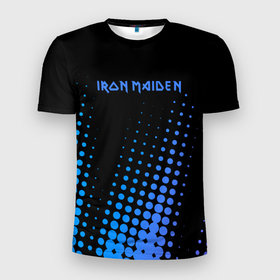 Мужская футболка 3D Slim с принтом Iron Maiden   neon в Екатеринбурге, 100% полиэстер с улучшенными характеристиками | приталенный силуэт, круглая горловина, широкие плечи, сужается к линии бедра | 