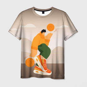 Мужская футболка 3D с принтом Векторная иллюстрация Стритбол в Тюмени, 100% полиэфир | прямой крой, круглый вырез горловины, длина до линии бедер | 
