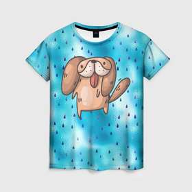 Женская футболка 3D с принтом Веселая маленькая собачка , 100% полиэфир ( синтетическое хлопкоподобное полотно) | прямой крой, круглый вырез горловины, длина до линии бедер | Тематика изображения на принте: 