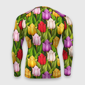 Мужской рашгард 3D с принтом Объемные разноцветные тюльпаны в Екатеринбурге,  |  | Тематика изображения на принте: 