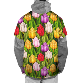 Накидка на куртку 3D с принтом Объемные разноцветные тюльпаны в Петрозаводске, 100% полиэстер |  | Тематика изображения на принте: 