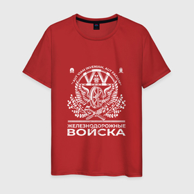 Мужская футболка хлопок с принтом ЖДВ РФ в Новосибирске, 100% хлопок | прямой крой, круглый вырез горловины, длина до линии бедер, слегка спущенное плечо. | Тематика изображения на принте: 