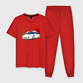 Мужская пижама хлопок с принтом Nissan 180SX JDM в Кировске, 100% хлопок | брюки и футболка прямого кроя, без карманов, на брюках мягкая резинка на поясе и по низу штанин
 | Тематика изображения на принте: 