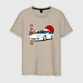 Мужская футболка хлопок с принтом Nissan 180SX JDM в Кировске, 100% хлопок | прямой крой, круглый вырез горловины, длина до линии бедер, слегка спущенное плечо. | Тематика изображения на принте: 