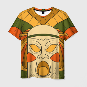 Мужская футболка 3D с принтом Polynesian tiki SCREAMY в Курске, 100% полиэфир | прямой крой, круглый вырез горловины, длина до линии бедер | 