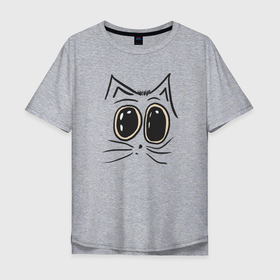 Мужская футболка хлопок Oversize с принтом Кошкины глазки , 100% хлопок | свободный крой, круглый ворот, “спинка” длиннее передней части | 