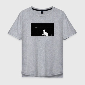 Мужская футболка хлопок Oversize с принтом Кошка и небесная рыбка в Санкт-Петербурге, 100% хлопок | свободный крой, круглый ворот, “спинка” длиннее передней части | 