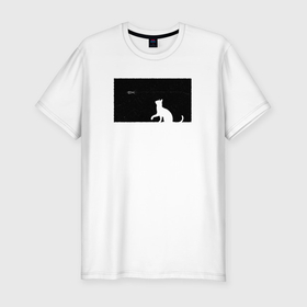 Мужская футболка хлопок Slim с принтом Кошка и небесная рыбка в Санкт-Петербурге, 92% хлопок, 8% лайкра | приталенный силуэт, круглый вырез ворота, длина до линии бедра, короткий рукав | 