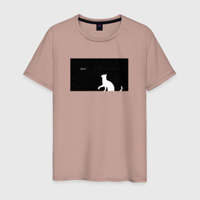 Мужская футболка хлопок с принтом Кошка и небесная рыбка в Кировске, 100% хлопок | прямой крой, круглый вырез горловины, длина до линии бедер, слегка спущенное плечо. | 