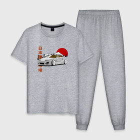 Мужская пижама хлопок с принтом 300ZX JDM Retro Style в Тюмени, 100% хлопок | брюки и футболка прямого кроя, без карманов, на брюках мягкая резинка на поясе и по низу штанин
 | 