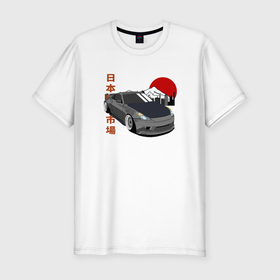 Мужская футболка хлопок Slim с принтом Nissan Fairlady z33 350z в Екатеринбурге, 92% хлопок, 8% лайкра | приталенный силуэт, круглый вырез ворота, длина до линии бедра, короткий рукав | Тематика изображения на принте: 