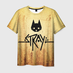Мужская футболка 3D с принтом игра бродячий кот stray game cat в Кировске, 100% полиэфир | прямой крой, круглый вырез горловины, длина до линии бедер | Тематика изображения на принте: 