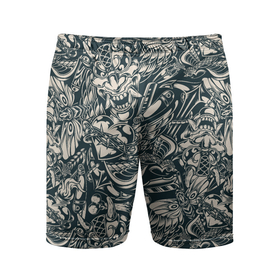Мужские шорты спортивные с принтом Винтажные flash tatoo ,  |  | Тематика изображения на принте: 