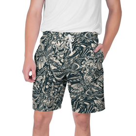 Мужские шорты 3D с принтом Винтажные flash tatoo ,  полиэстер 100% | прямой крой, два кармана без застежек по бокам. Мягкая трикотажная резинка на поясе, внутри которой широкие завязки. Длина чуть выше колен | Тематика изображения на принте: 