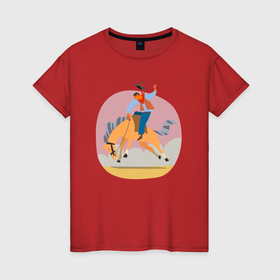 Женская футболка хлопок с принтом Наездник на лошадке   Родео в Тюмени, 100% хлопок | прямой крой, круглый вырез горловины, длина до линии бедер, слегка спущенное плечо | 