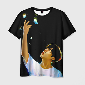 Мужская футболка 3D с принтом BTS Kim Yohan Butterfly , 100% полиэфир | прямой крой, круглый вырез горловины, длина до линии бедер | 