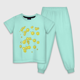 Детская пижама хлопок с принтом Желтые цветы. Ромашки. Подсолнухи. Подарок садоводу в Белгороде, 100% хлопок |  брюки и футболка прямого кроя, без карманов, на брюках мягкая резинка на поясе и по низу штанин
 | Тематика изображения на принте: 