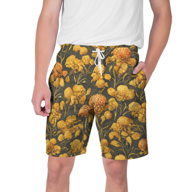 Мужские шорты 3D с принтом Цветы в викторианском стиле в Белгороде,  полиэстер 100% | прямой крой, два кармана без застежек по бокам. Мягкая трикотажная резинка на поясе, внутри которой широкие завязки. Длина чуть выше колен | 