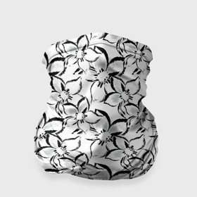 Бандана-труба 3D с принтом Черно белый с серым цветочный узор в Кировске, 100% полиэстер, ткань с особыми свойствами — Activecool | плотность 150‒180 г/м2; хорошо тянется, но сохраняет форму | Тематика изображения на принте: 