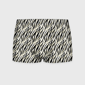 Мужские трусы 3D с принтом Тигровый полосатый узор  черные  бежевые полосы на белом , 50% хлопок, 50% полиэстер | классическая посадка, на поясе мягкая тканевая резинка | Тематика изображения на принте: 