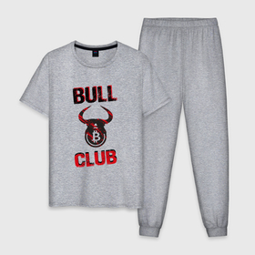 Мужская пижама хлопок с принтом Bull Bitcoin Club в Курске, 100% хлопок | брюки и футболка прямого кроя, без карманов, на брюках мягкая резинка на поясе и по низу штанин
 | 