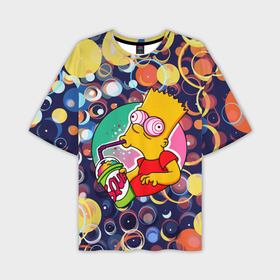 Мужская футболка oversize 3D с принтом Bart Simpson пьёт лимонад в Тюмени,  |  | 