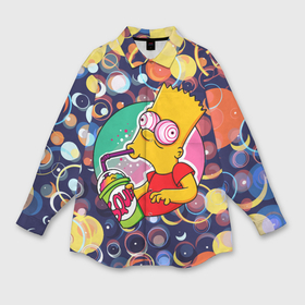 Мужская рубашка oversize 3D с принтом Bart Simpson пьёт лимонад в Тюмени,  |  | 