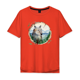 Мужская футболка хлопок Oversize с принтом Рисунок на бревне   волк в Новосибирске, 100% хлопок | свободный крой, круглый ворот, “спинка” длиннее передней части | Тематика изображения на принте: 