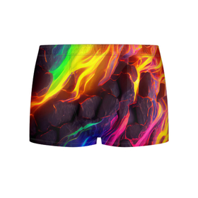 Мужские трусы 3D с принтом Neon rainbow lava в Санкт-Петербурге, 50% хлопок, 50% полиэстер | классическая посадка, на поясе мягкая тканевая резинка | Тематика изображения на принте: 