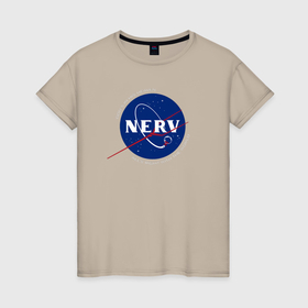 Женская футболка хлопок с принтом NASA   NERV в Кировске, 100% хлопок | прямой крой, круглый вырез горловины, длина до линии бедер, слегка спущенное плечо | 