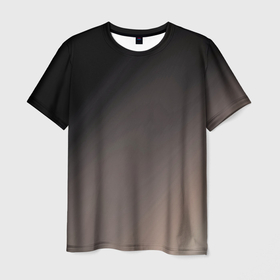 Мужская футболка 3D с принтом Черный, серый бежевый градиент , 100% полиэфир | прямой крой, круглый вырез горловины, длина до линии бедер | Тематика изображения на принте: 