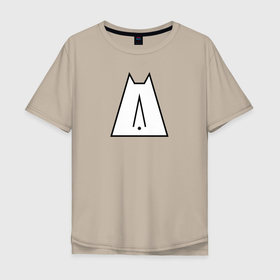 Мужская футболка хлопок Oversize с принтом Кошачий знак одобрения , 100% хлопок | свободный крой, круглый ворот, “спинка” длиннее передней части | 
