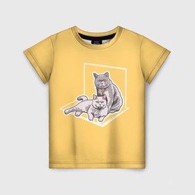 Детская футболка 3D с принтом Спокойный Британский кот , 100% гипоаллергенный полиэфир | прямой крой, круглый вырез горловины, длина до линии бедер, чуть спущенное плечо, ткань немного тянется | Тематика изображения на принте: 